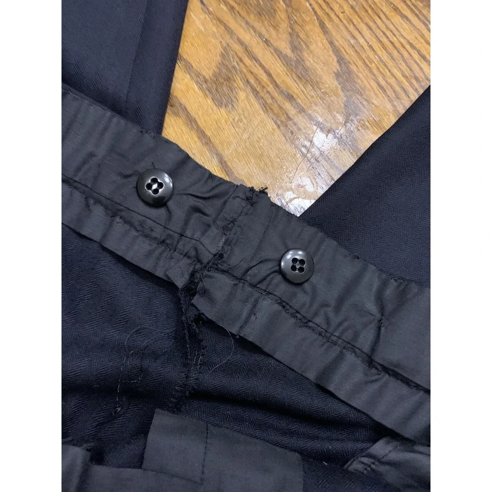 Vtg Bespoke Wool Hollywood High Waist Trouser Suspender Button Metal Zip 38 Pant